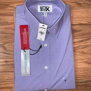 NWT Express 1MX Extra Slim Fit Long Sleeve Button Down Shirt, Lavender